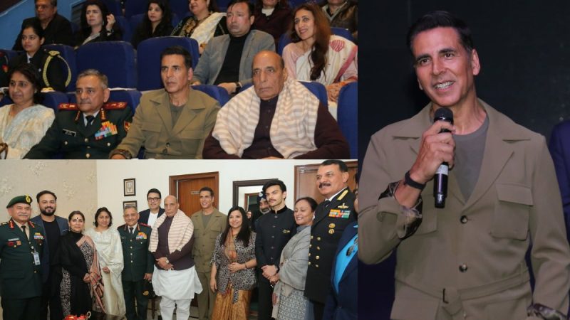 “Akshay, Rajnath Singh, Veer At Sky Force Screening”