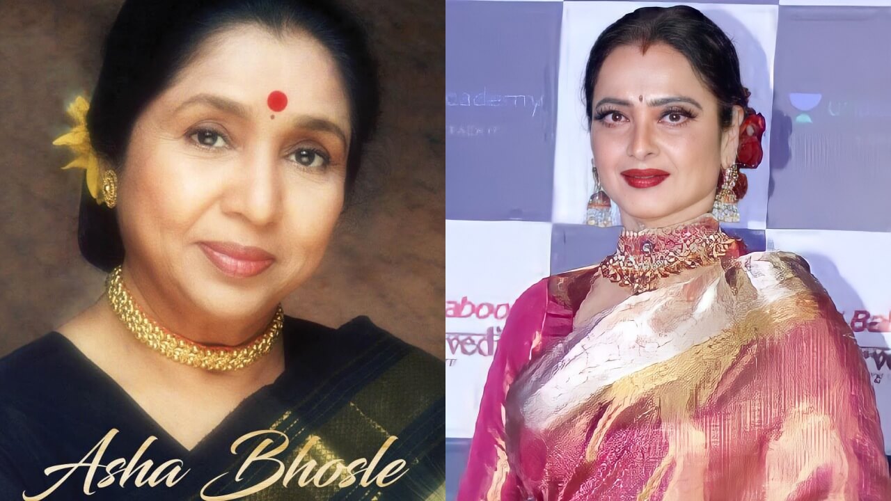 Read more about the article Asha Bhosle Struggles To Sing At 91, Rekha Cheers Her On