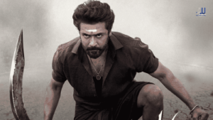 Suriya in an intense action still from Karuppu 2026 Tamil fantasy film - watch full movie online on Amazon Prime Video