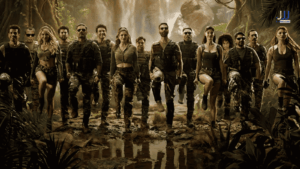 Welcome To The Jungle ensemble cast led by Akshay Kumar in jungle action sequence