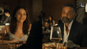 Alia Bhatt and Bobby Deol in Alpha movie teaser scene at restaurant