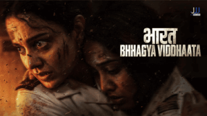 Kangana Ranaut and co-star in an intense, blood-streaked climax scene from Bharat Bhagya Vidhata 2026 movie