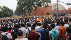 student protest exam paper leak India fast-track courts